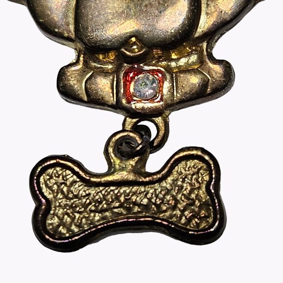 Vintage Santa Dog Brooch Dangle Bone Statement Christmas Fashion Jewelry Women - Picture 2 of 5